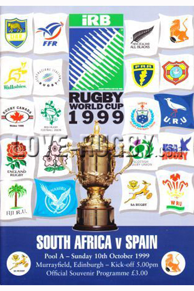 1999 South Africa v Spain  Rugby Programme